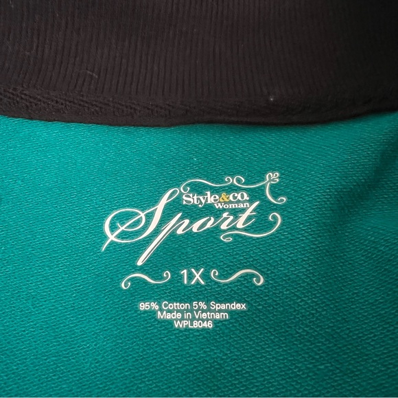 Style & Co. Sport Zip Up Sweatshirt Jacket NWT Size 1X Teal Green Athleisure - Picture 6 of 9